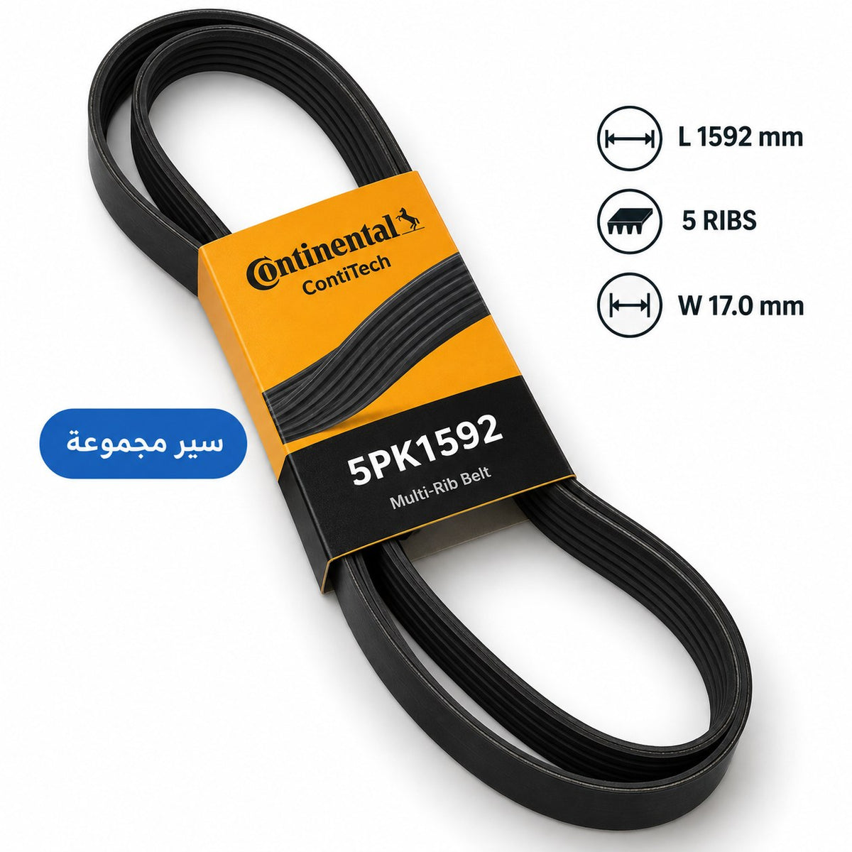 ContiTech Drive Belt – A159 1.8 Mpi from 2007, A4 A6, Passat 1.9 TDI up to 2001 – 5 ribs, 1592 mm – 5PK1592