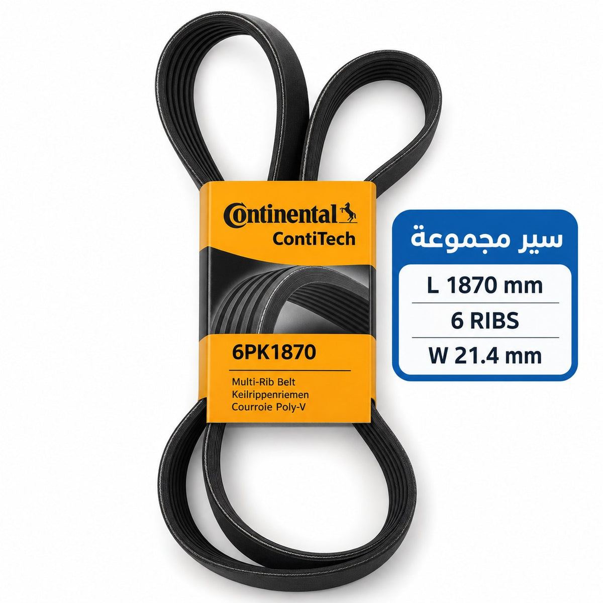 ContiTech Drive Belt – BMW 1 and 3 Series (petrol), Kalos 1.4, Astra G 2.0 DTi – 6 ribs, 1870 mm – 6PK1870