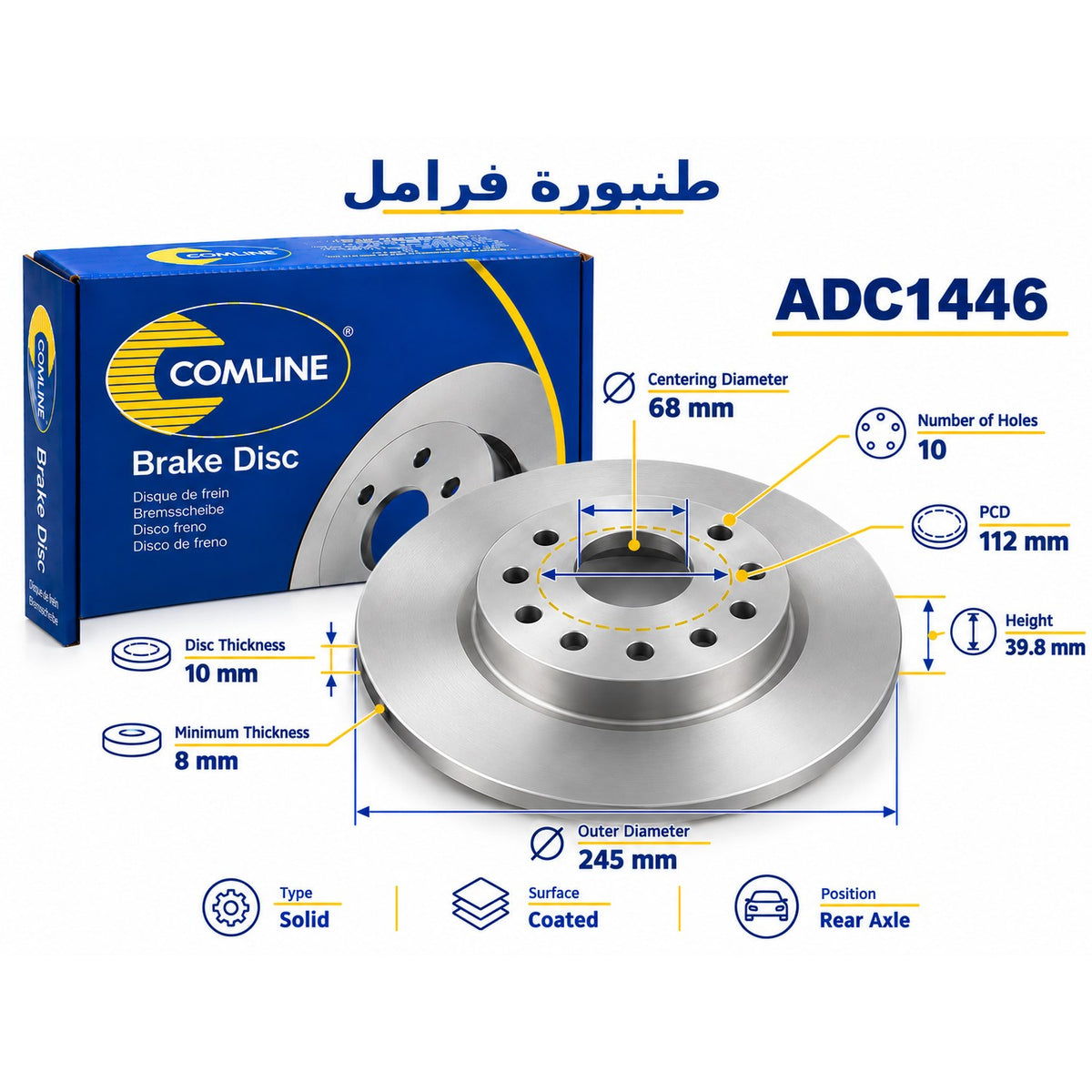 Comline Rear Coated Brake Disc – A4 1995 – ADC1446